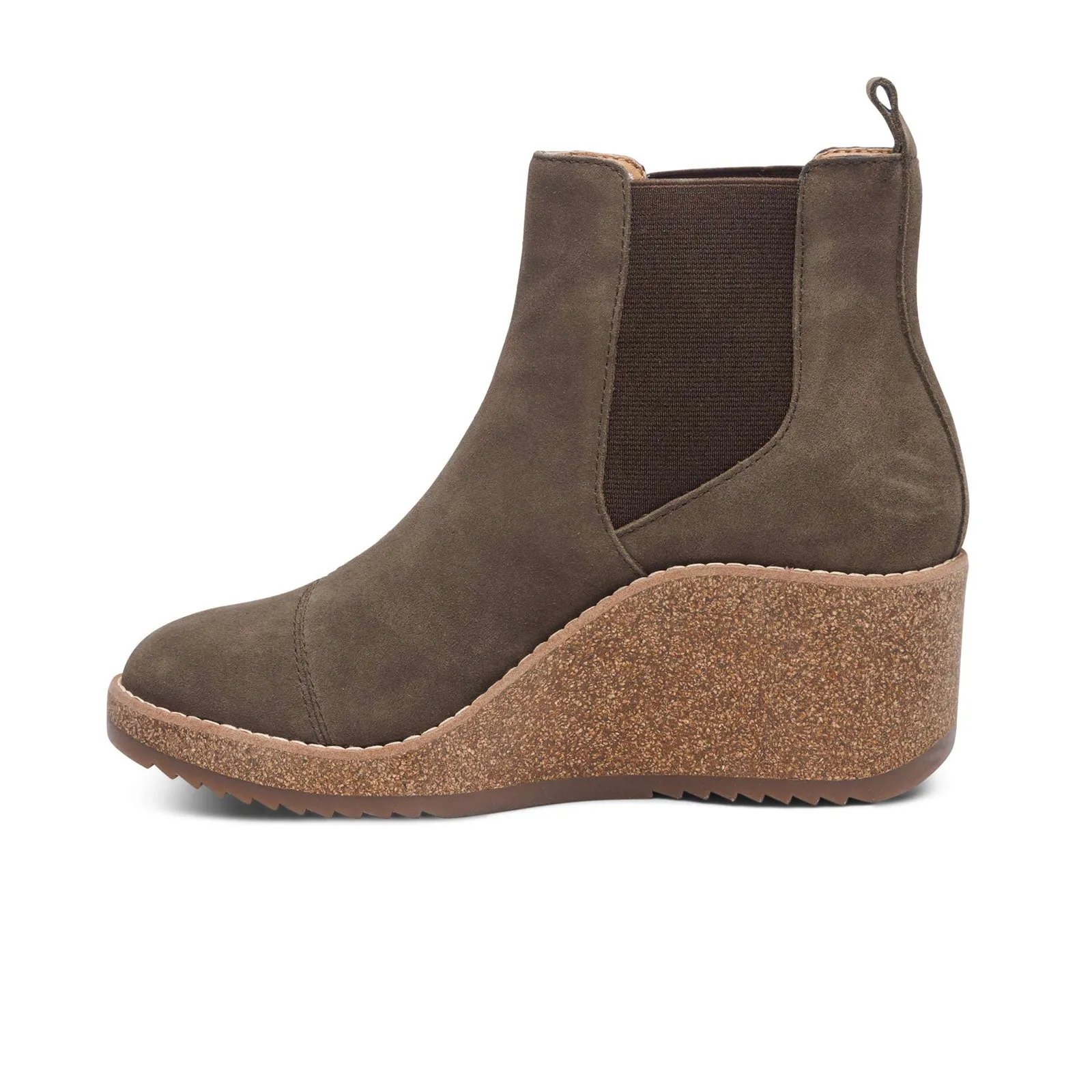 Aetrex Dawn Wedge Boot (Women) - Olive Leather