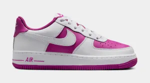 Air Force 1 Low Grade School Basketball Shoes (White/Hot Fuchsia)