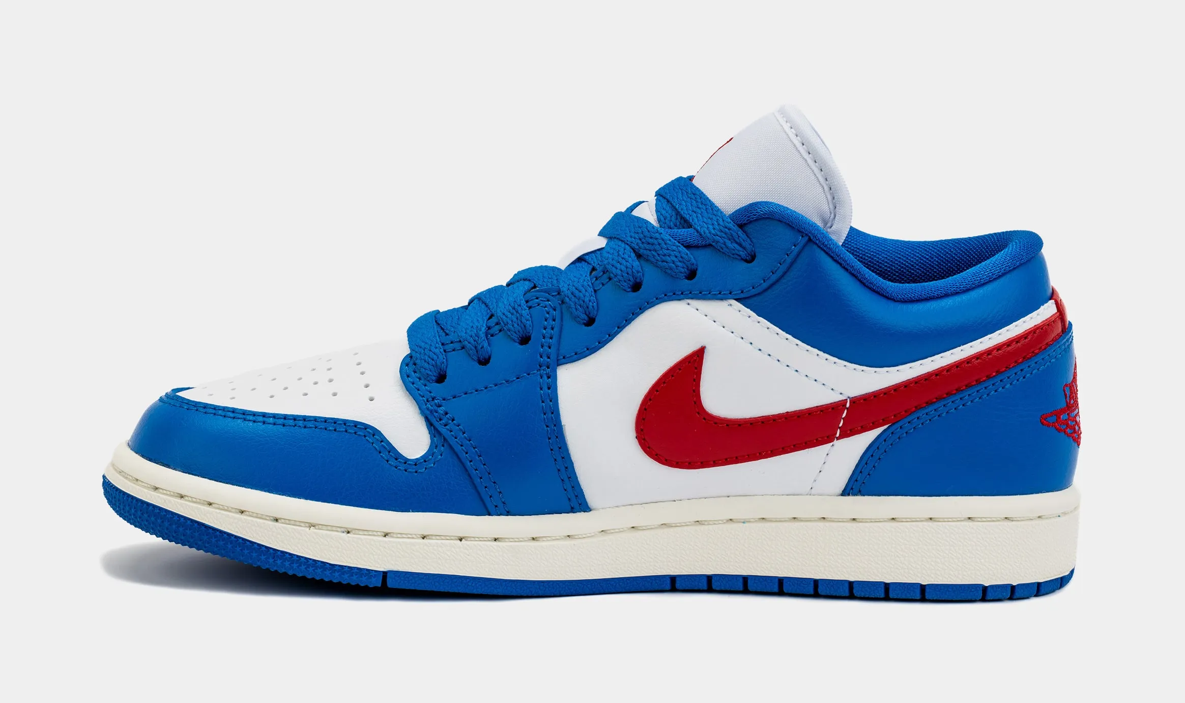 Air Jordan 1 Retro Low Sport Blue Womens Lifestyle Shoes (Blue/Red)