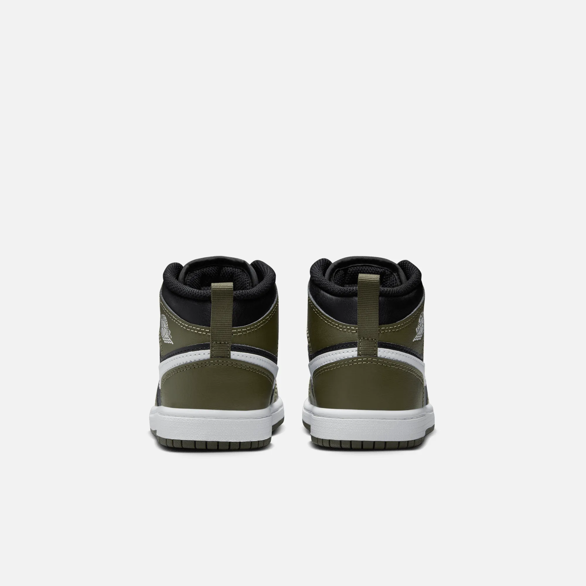 Air Jordan Kids' 1 Mid Black Medium Olive (PS)