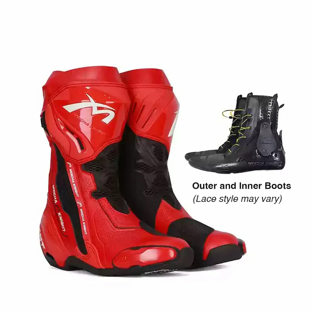 Allgoal Red Motorcycle Riding Boots