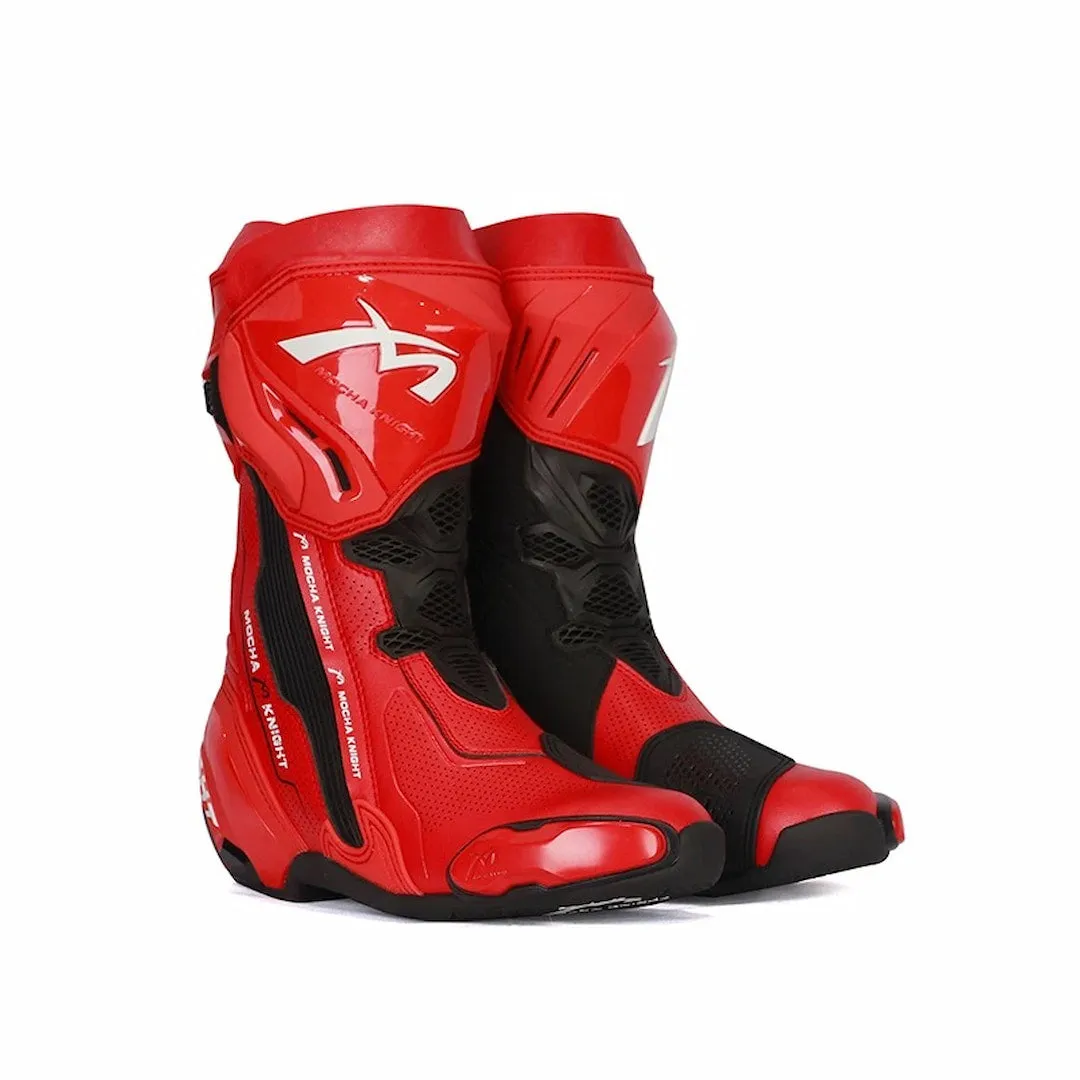 Allgoal Red Motorcycle Riding Boots