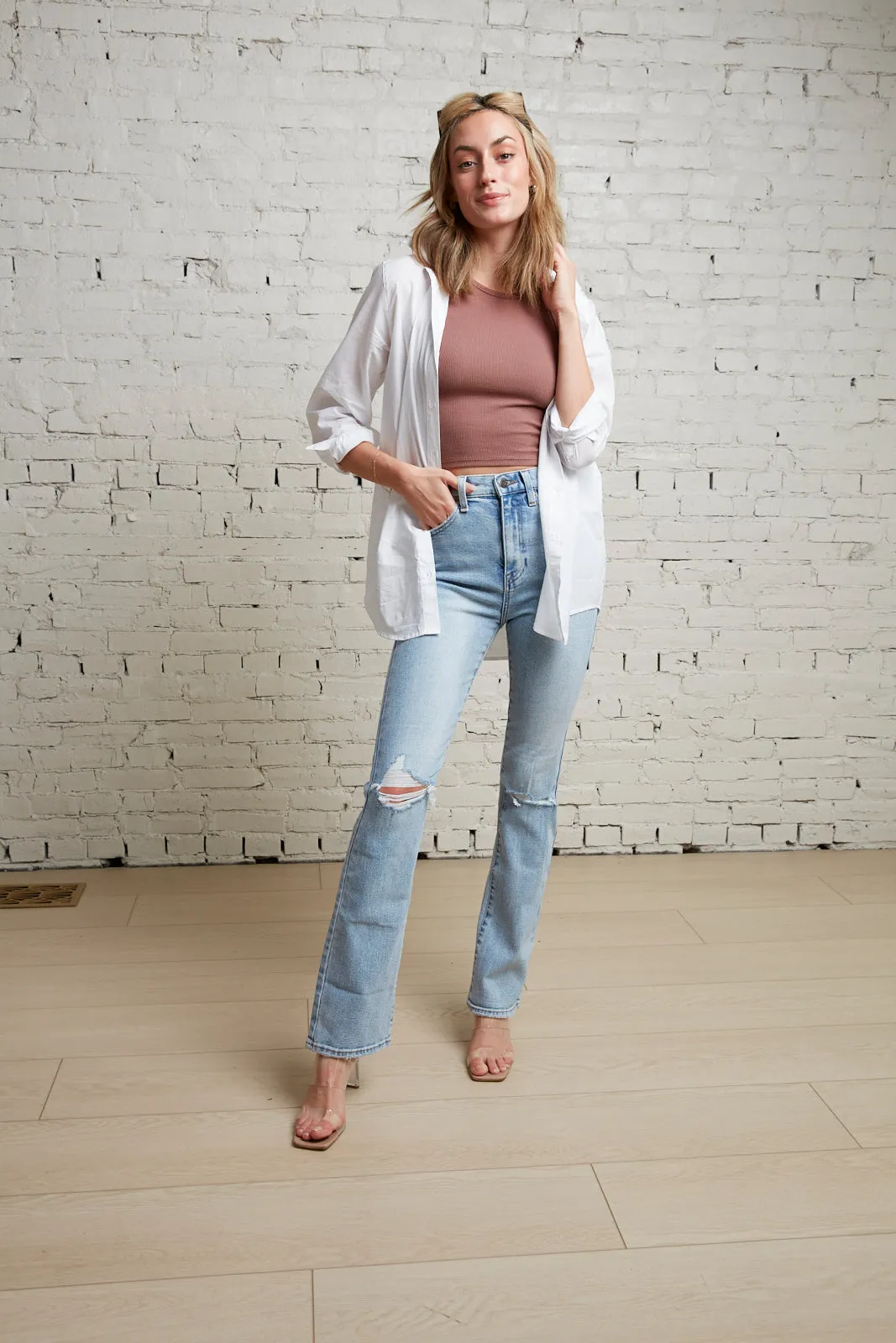 Asher Light Wash Denim Flares