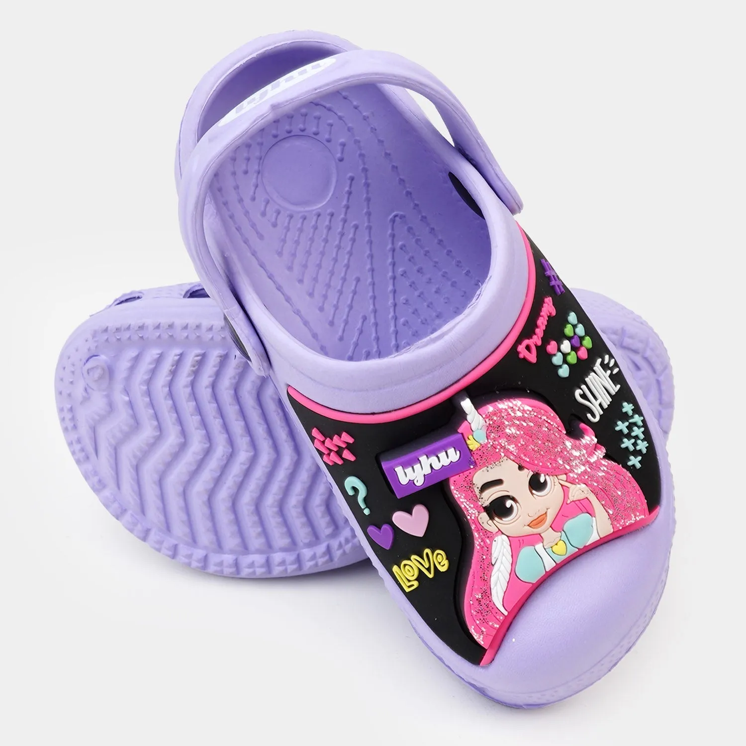 Character Girls lightning Clogs Non-Slip Slipper -Purple