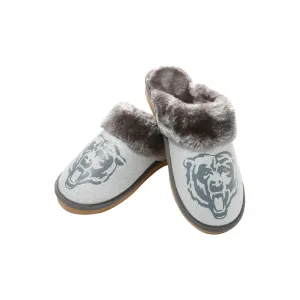 Chicago Bears NFL Womens Glitter Open Back Fur Moccasin Slippers