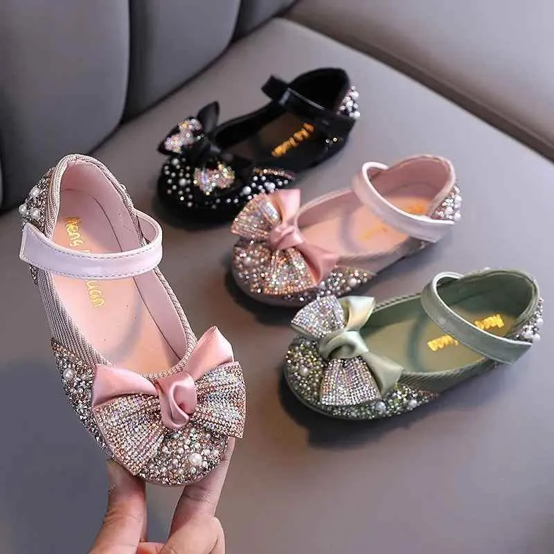 Children's Casual Shoes - Rhinestone Leather with Sequins and Bowknot - H06262