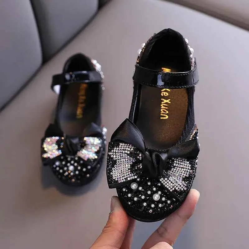 Children's Casual Shoes - Rhinestone Leather with Sequins and Bowknot - H06262