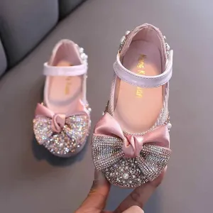 Children's Casual Shoes - Rhinestone Leather with Sequins and Bowknot - H06262