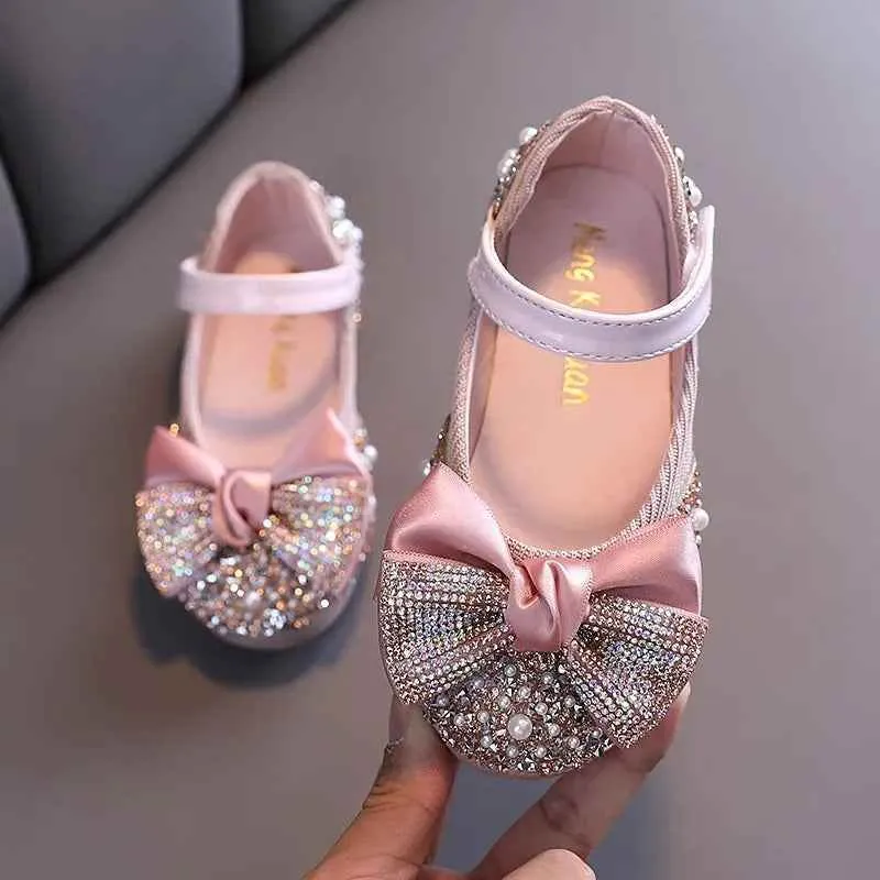 Children's Casual Shoes - Rhinestone Leather with Sequins and Bowknot - H06262