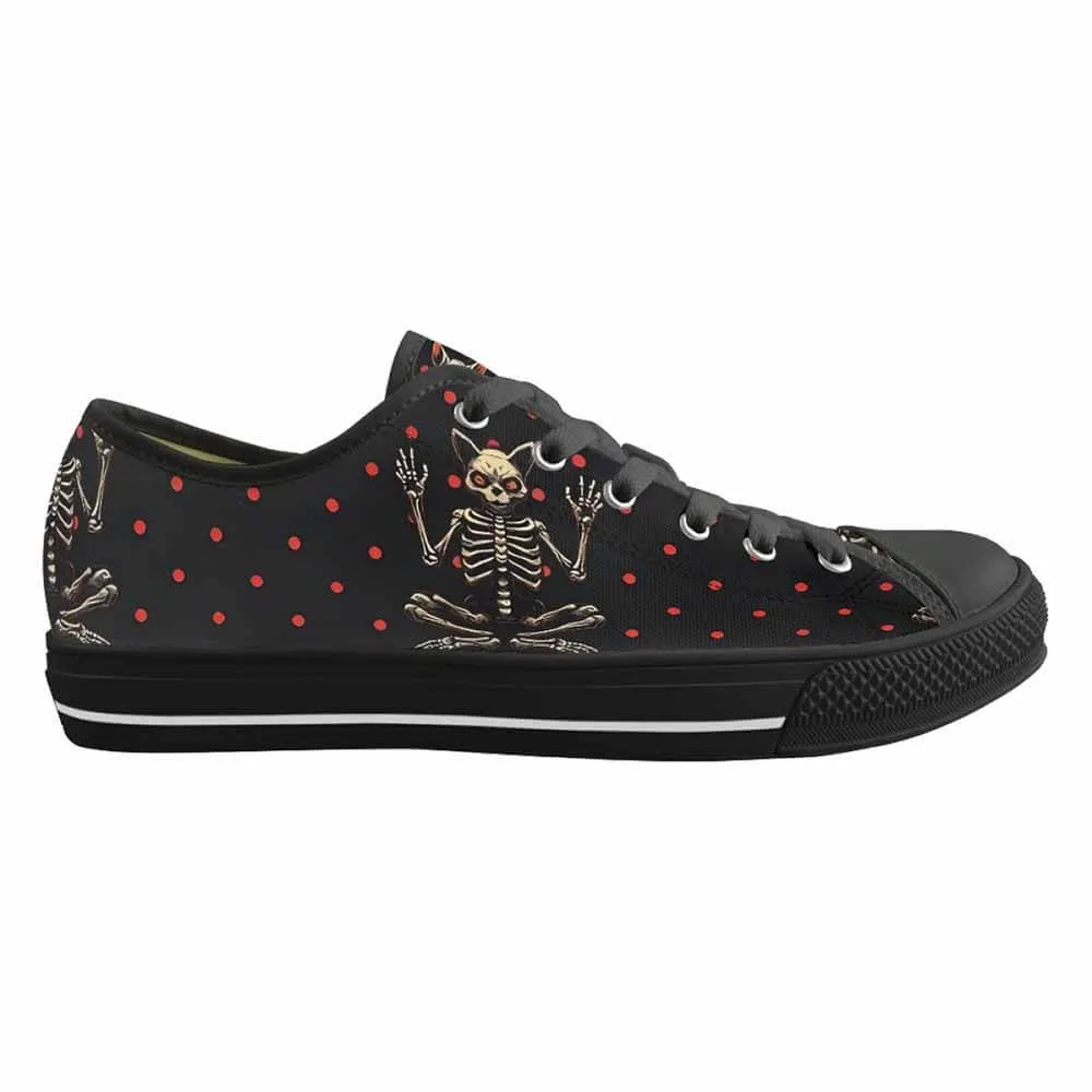 Devil Skeleton Cat Polka Dot Canvas Shoes