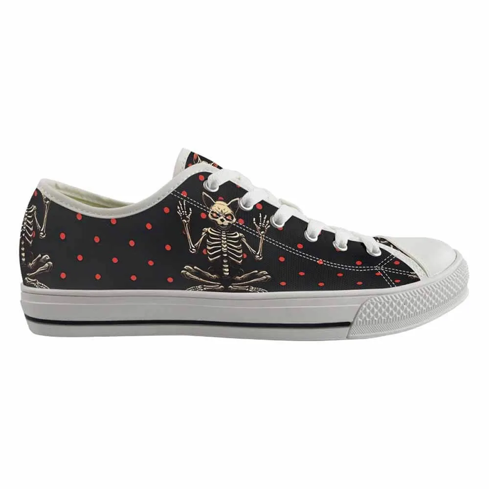 Devil Skeleton Cat Polka Dot Canvas Shoes