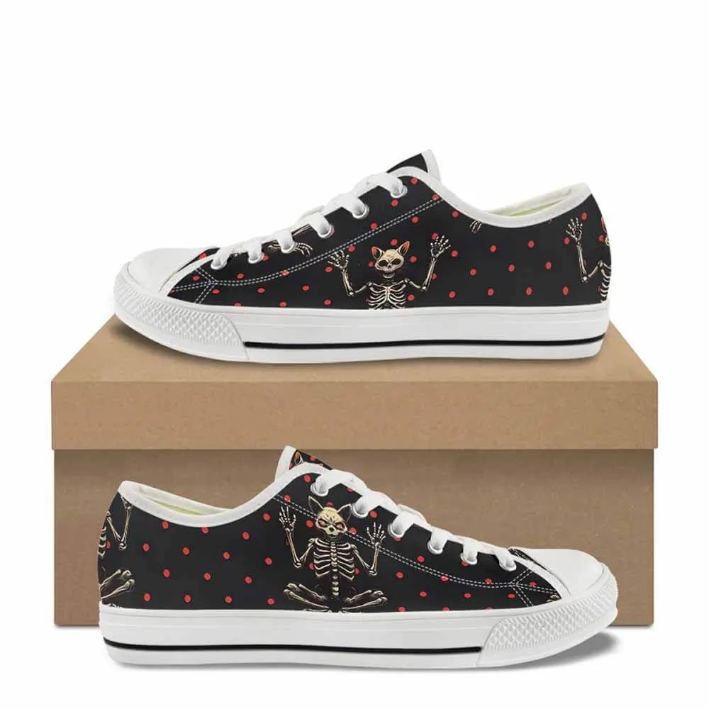 Devil Skeleton Cat Polka Dot Canvas Shoes