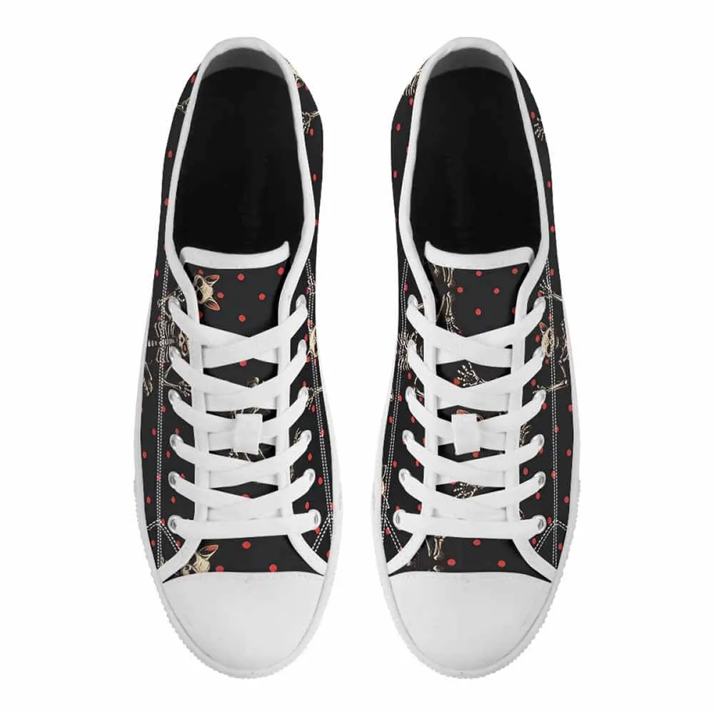 Devil Skeleton Cat Polka Dot Canvas Shoes