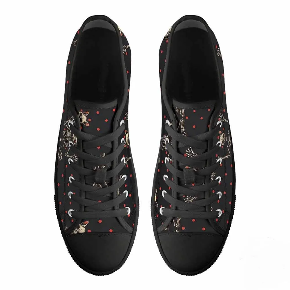 Devil Skeleton Cat Polka Dot Canvas Shoes