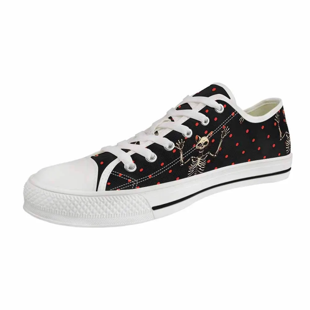 Devil Skeleton Cat Polka Dot Canvas Shoes