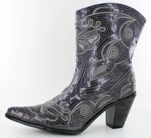 Helen's Heart Short Grey Sequins Cowboy Boots