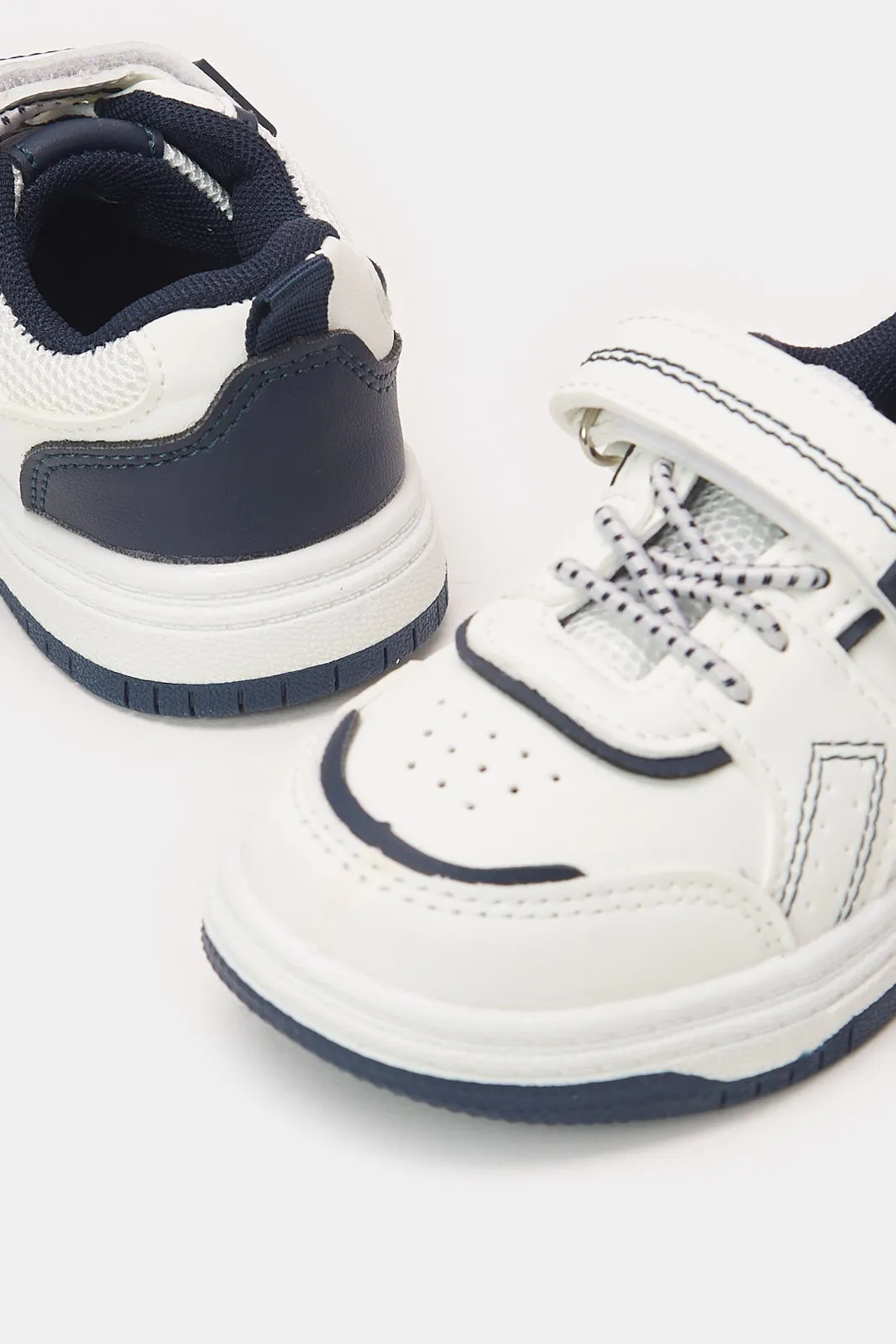 Infant Boys White And Navy Velcro Sneaker