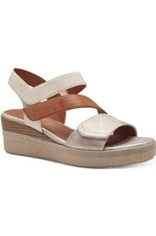 Jana Ladies Wedge Sandals 28364 in Beige/gold