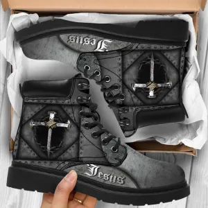 Jesus Leather Boots Sole Black - Christian Shoes For Men And Women