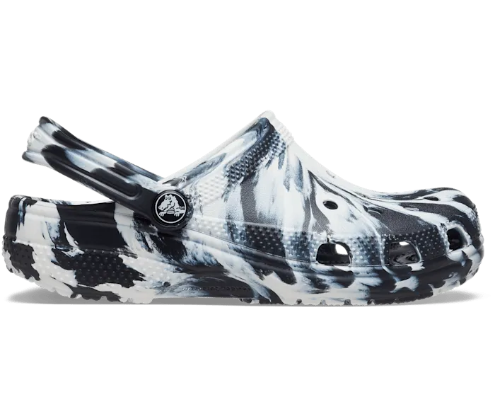 Kids' Classic Marbled Clog - Black/White