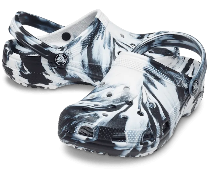 Kids' Classic Marbled Clog - Black/White