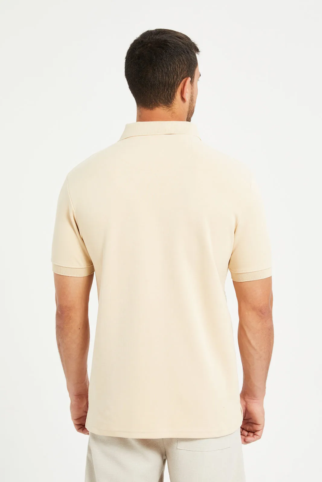 Men Beige Casual Polo Shirt