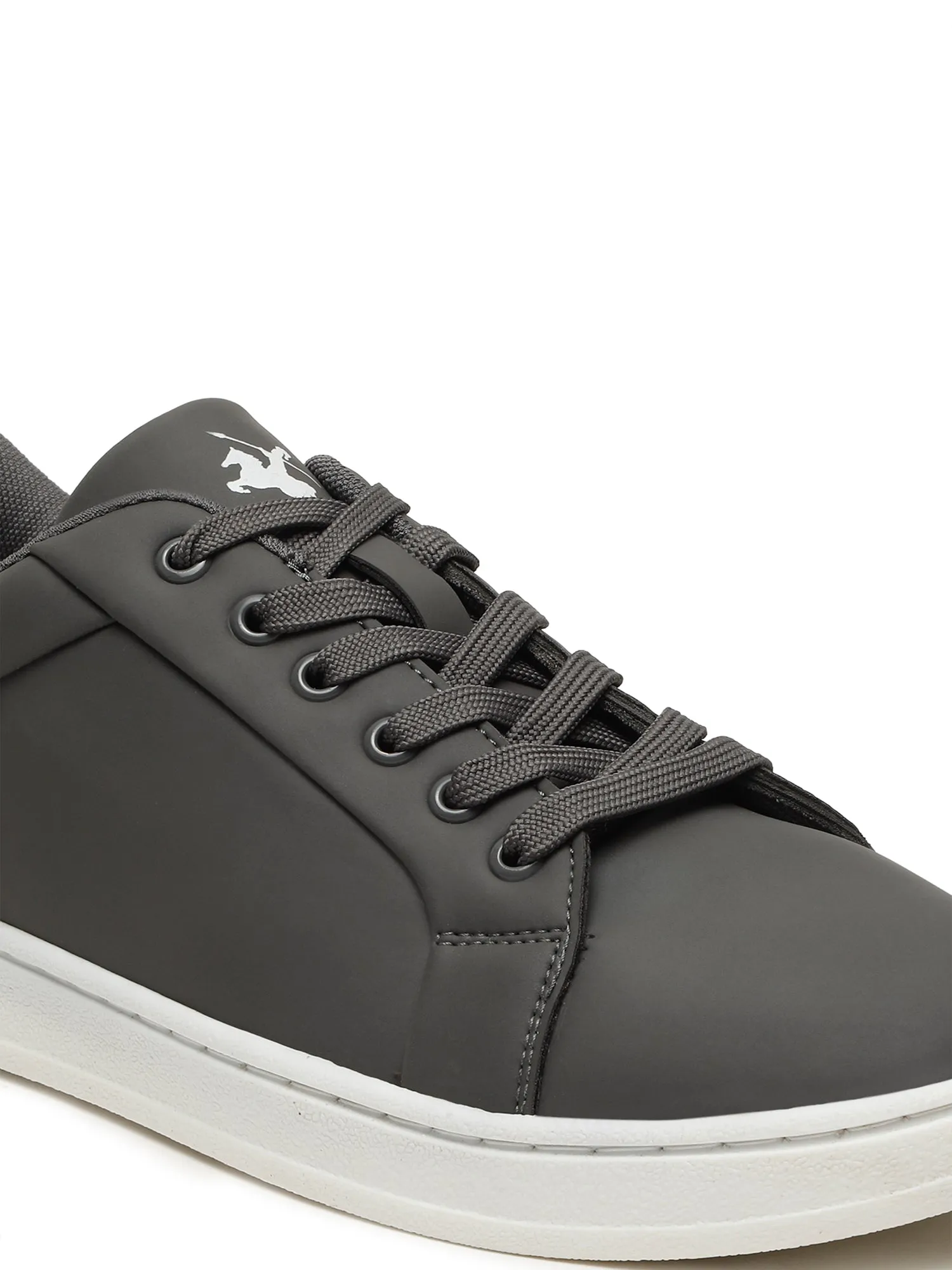 Men's Grey Solid Lace-Up Casual Sneakers