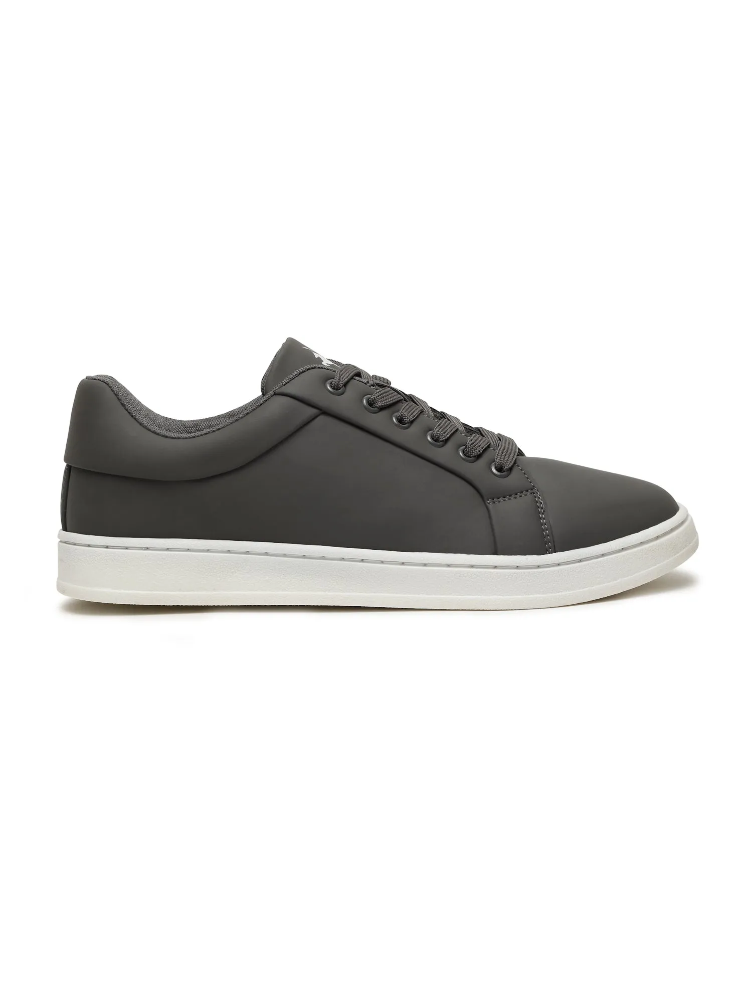 Men's Grey Solid Lace-Up Casual Sneakers