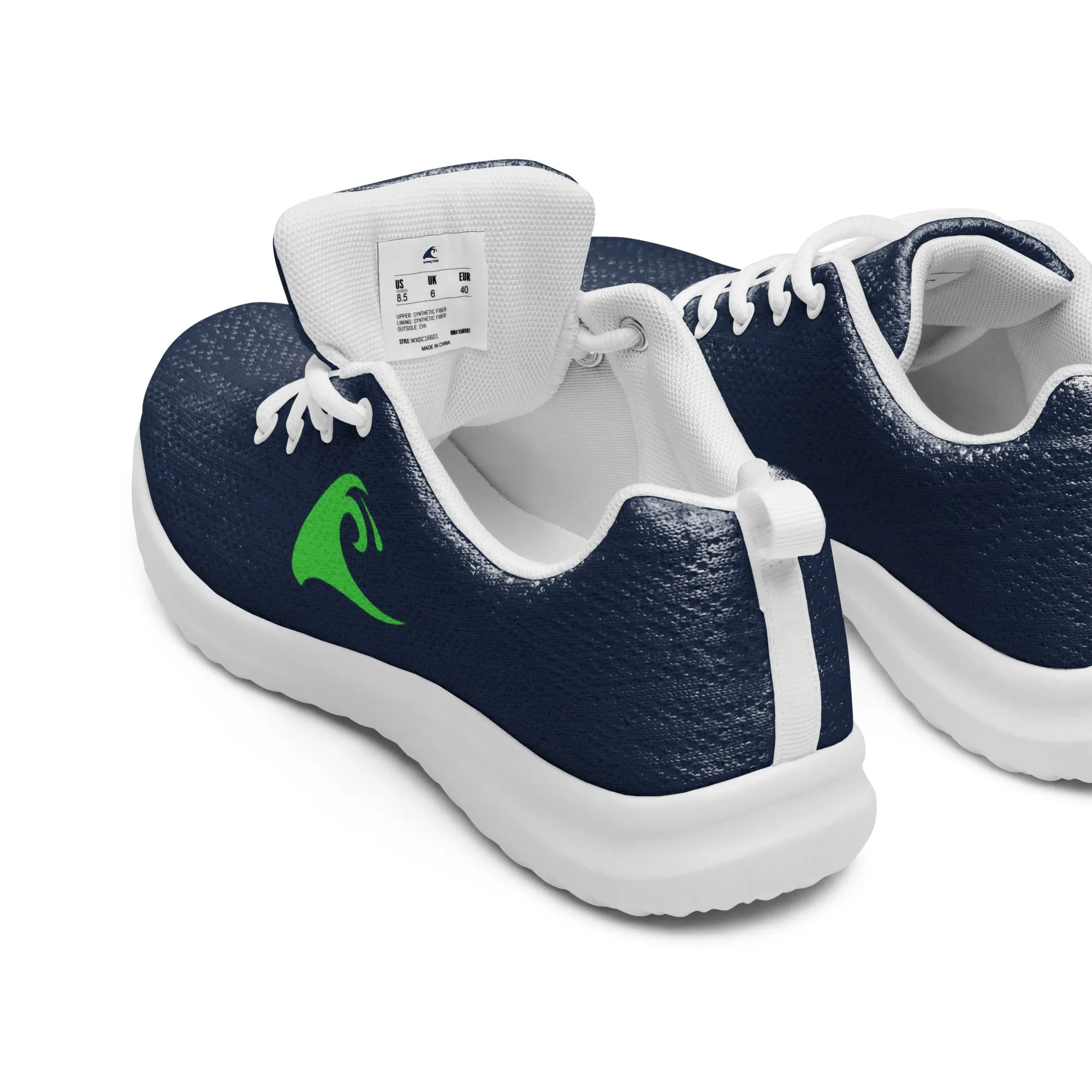 Men’s Navy Blue Athleisure Shoes with Extremely Stoked Lime Green Epic Wave Logo