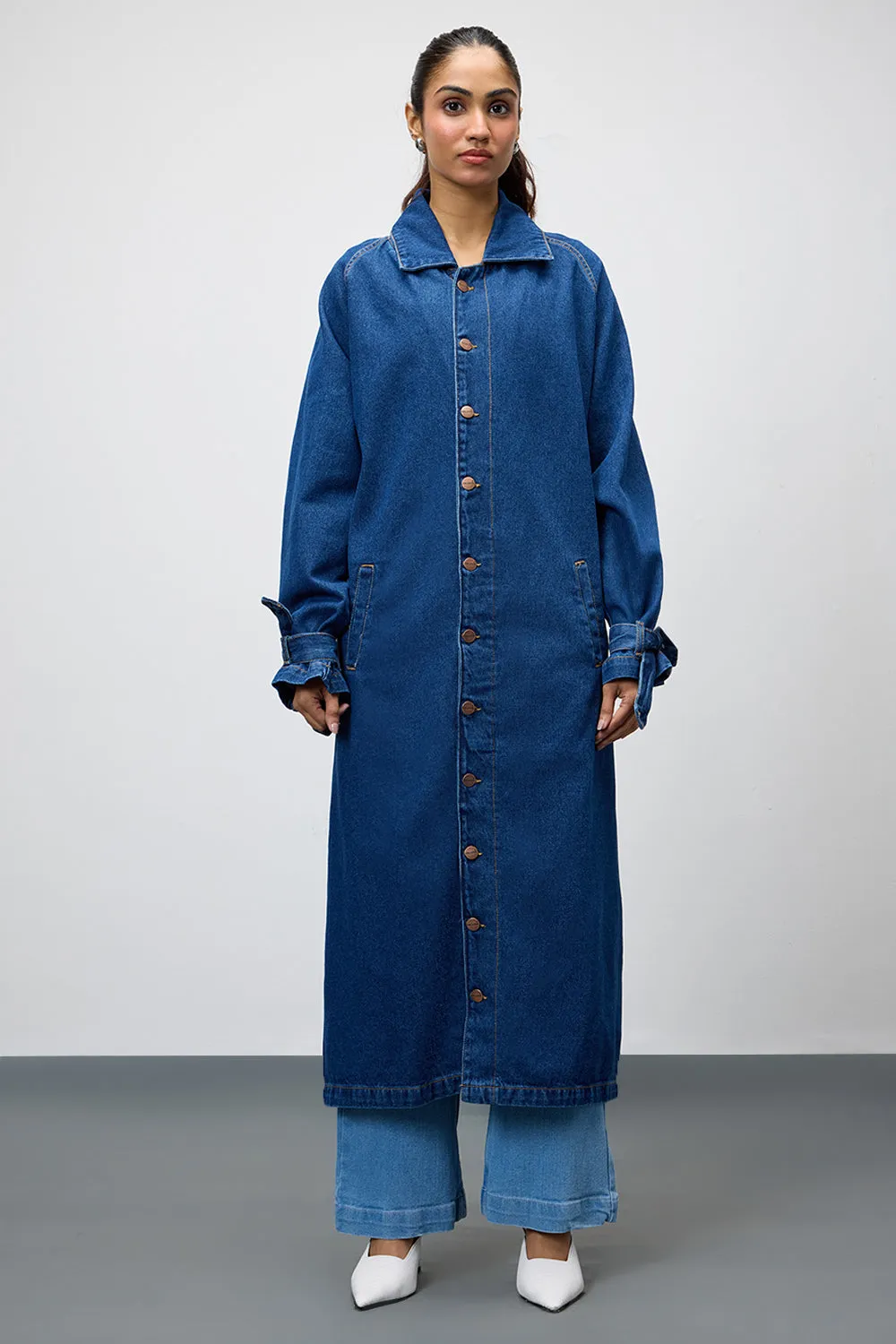 Midnight Majesty Denim Trench Coat