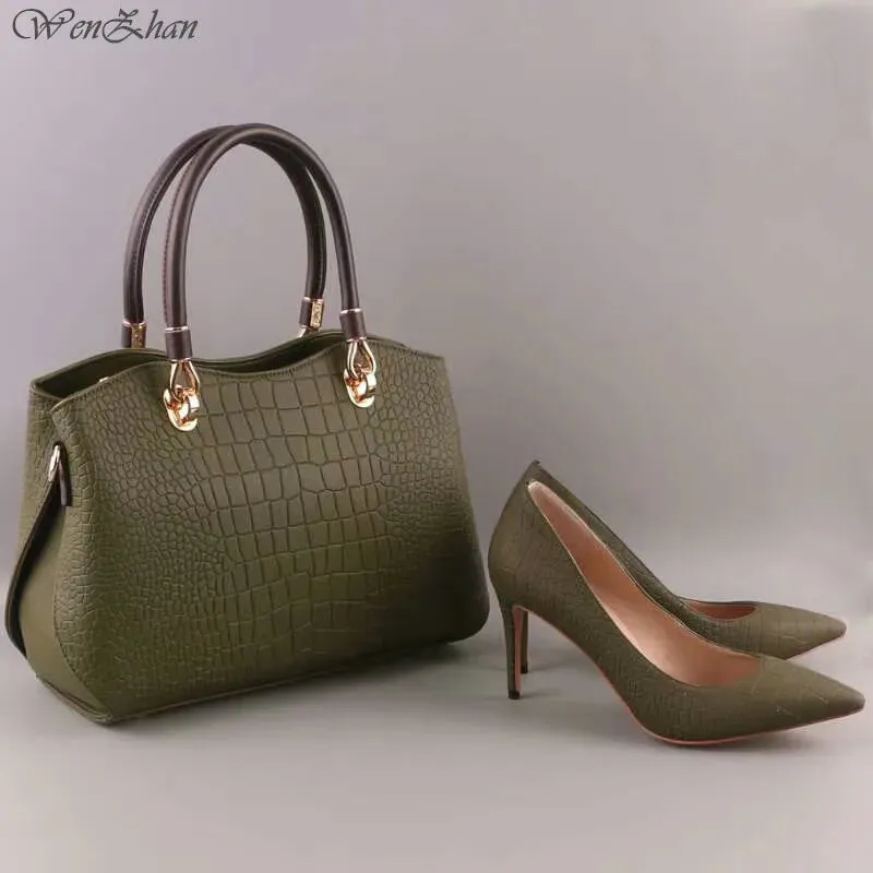 Mkisheels High Heels Women Sexy Pumps With Handbag Sets