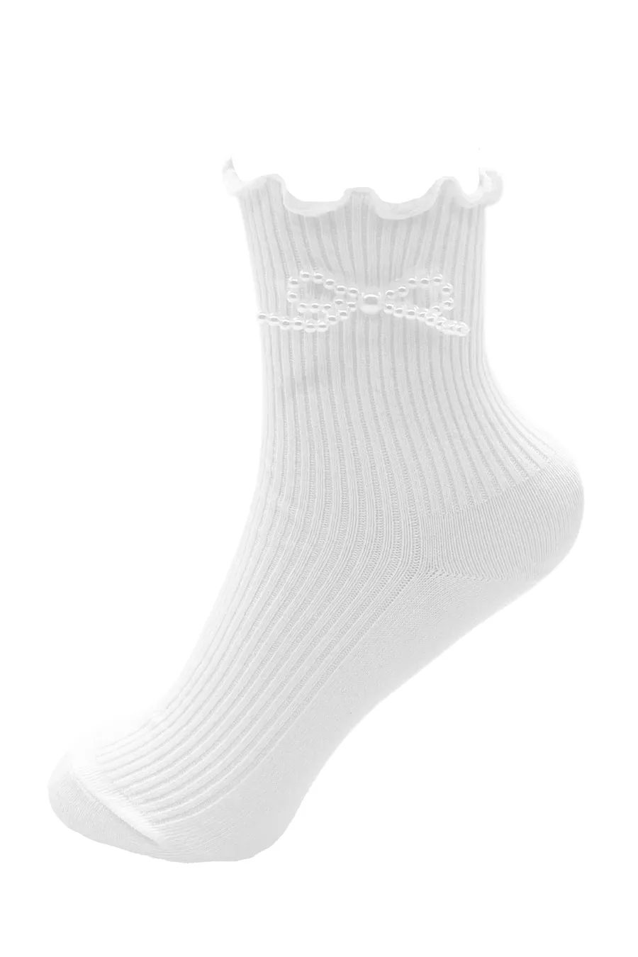 Pearl Grace Socks - White