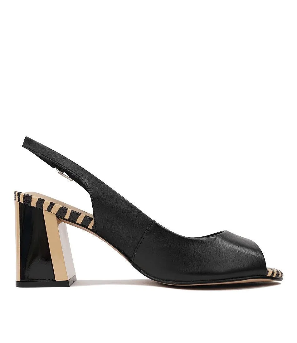 Riley Black/ Zebra Leather Heels