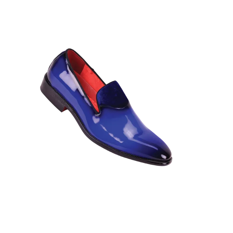 Royal Blue Men's patent leather Loafer Fashion Design shoes with velvet