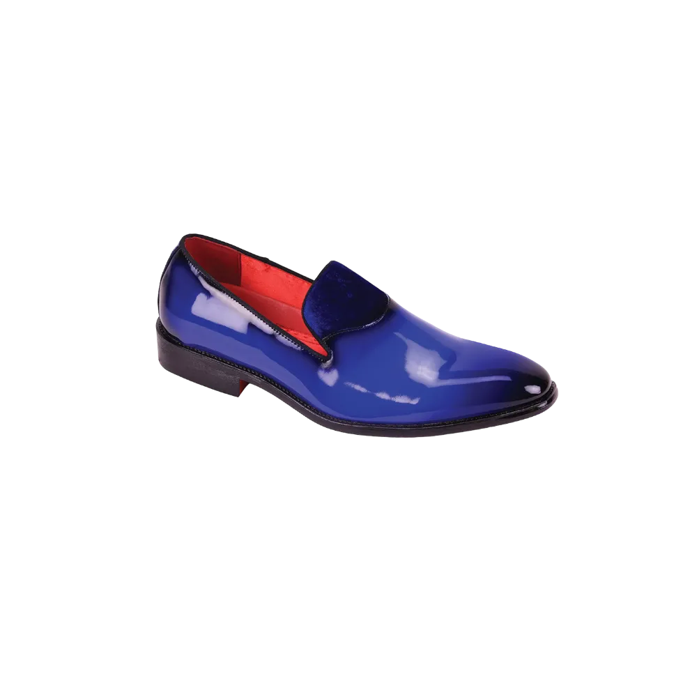 Royal Blue Men's patent leather Loafer Fashion Design shoes with velvet