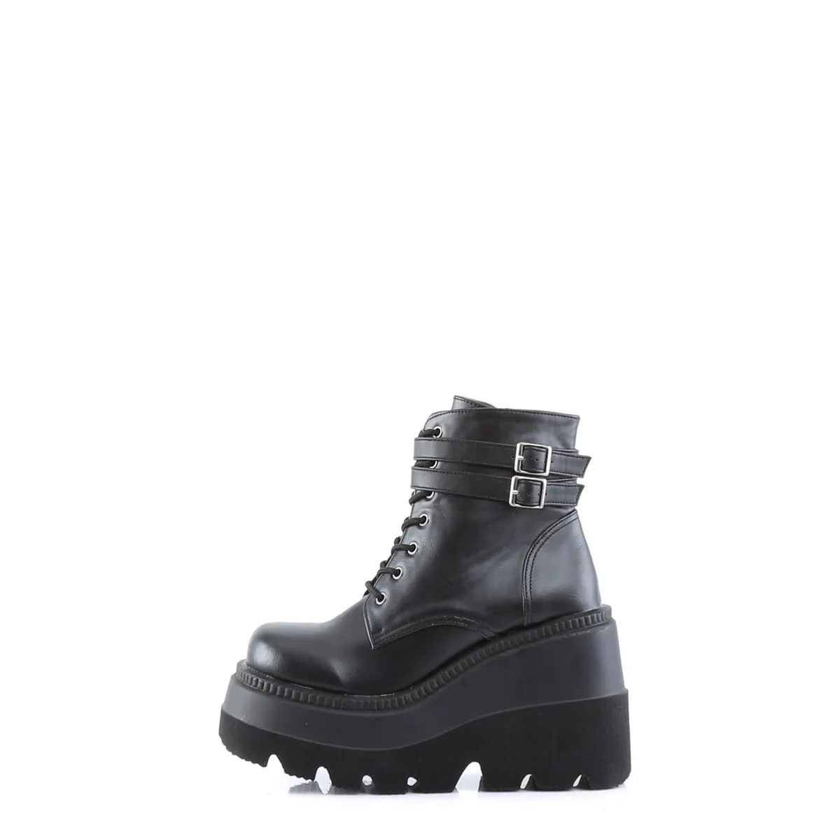 Shaker-52 Wedge Platform Black PU Boots