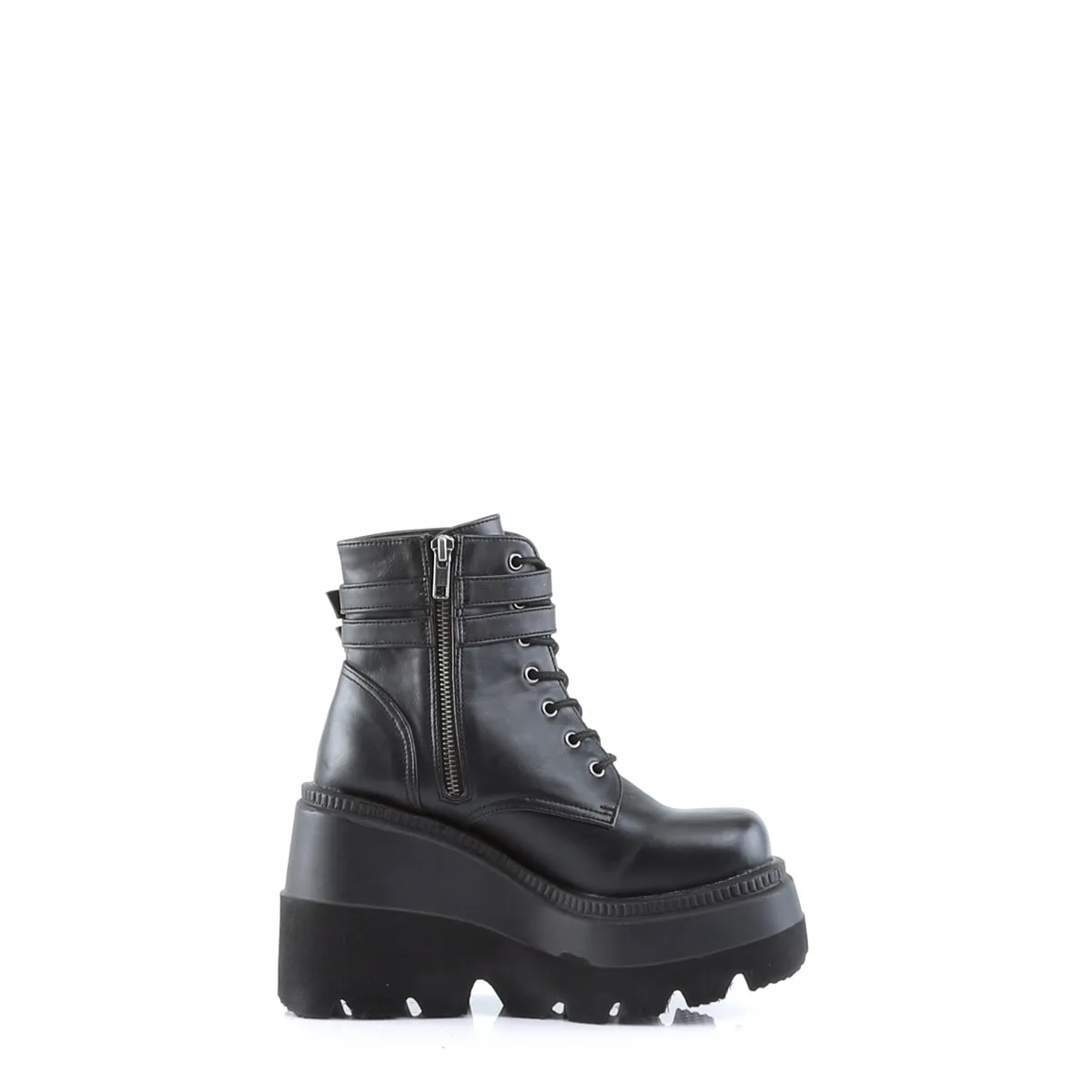 Shaker-52 Wedge Platform Black PU Boots