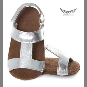 Silver T Strap Sandals