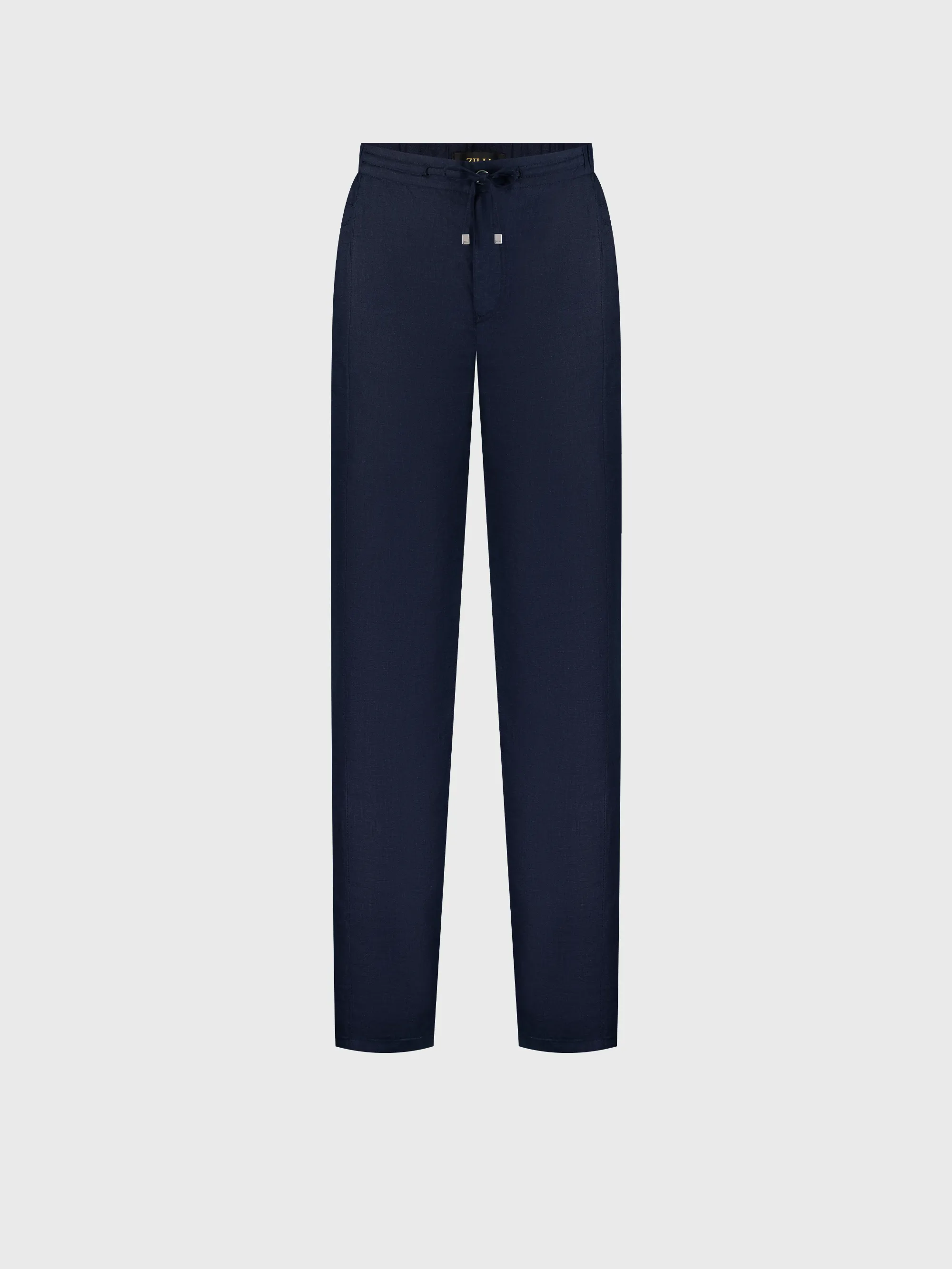 Slim Fit Linen Trousers with Diagonal Pockets