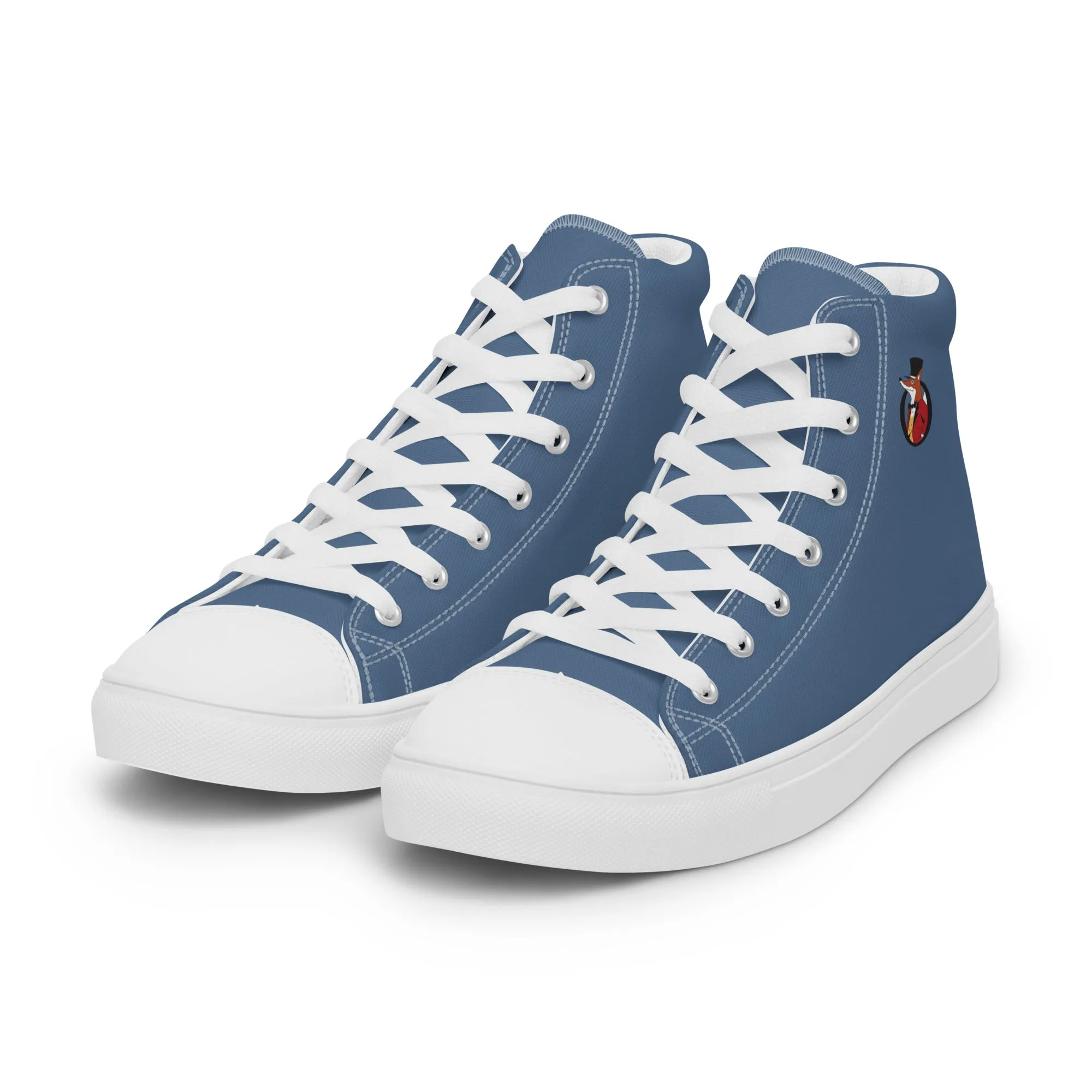 Snooty Fox Art Women’s High Top Canvas Shoes - Blue Perennial