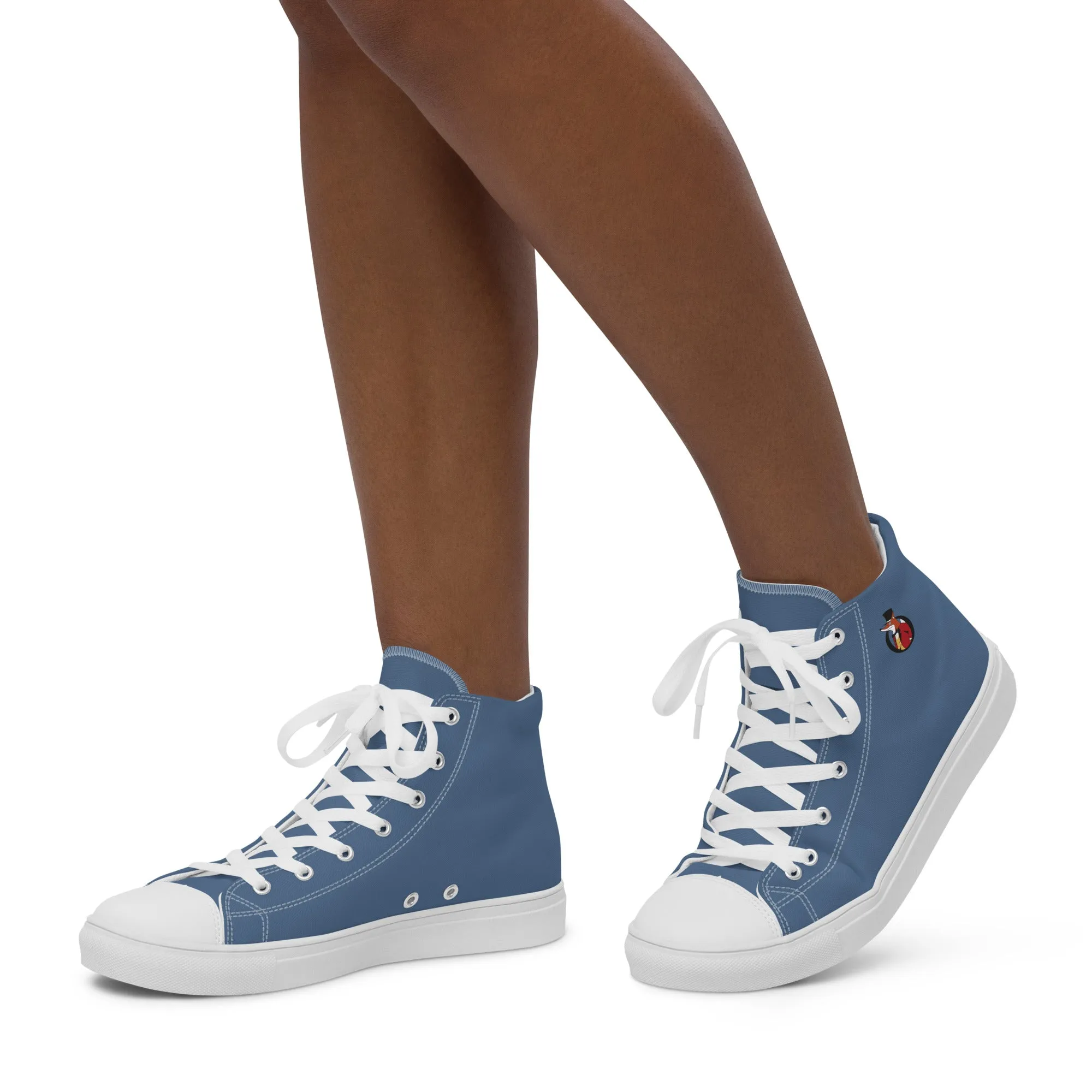 Snooty Fox Art Women’s High Top Canvas Shoes - Blue Perennial