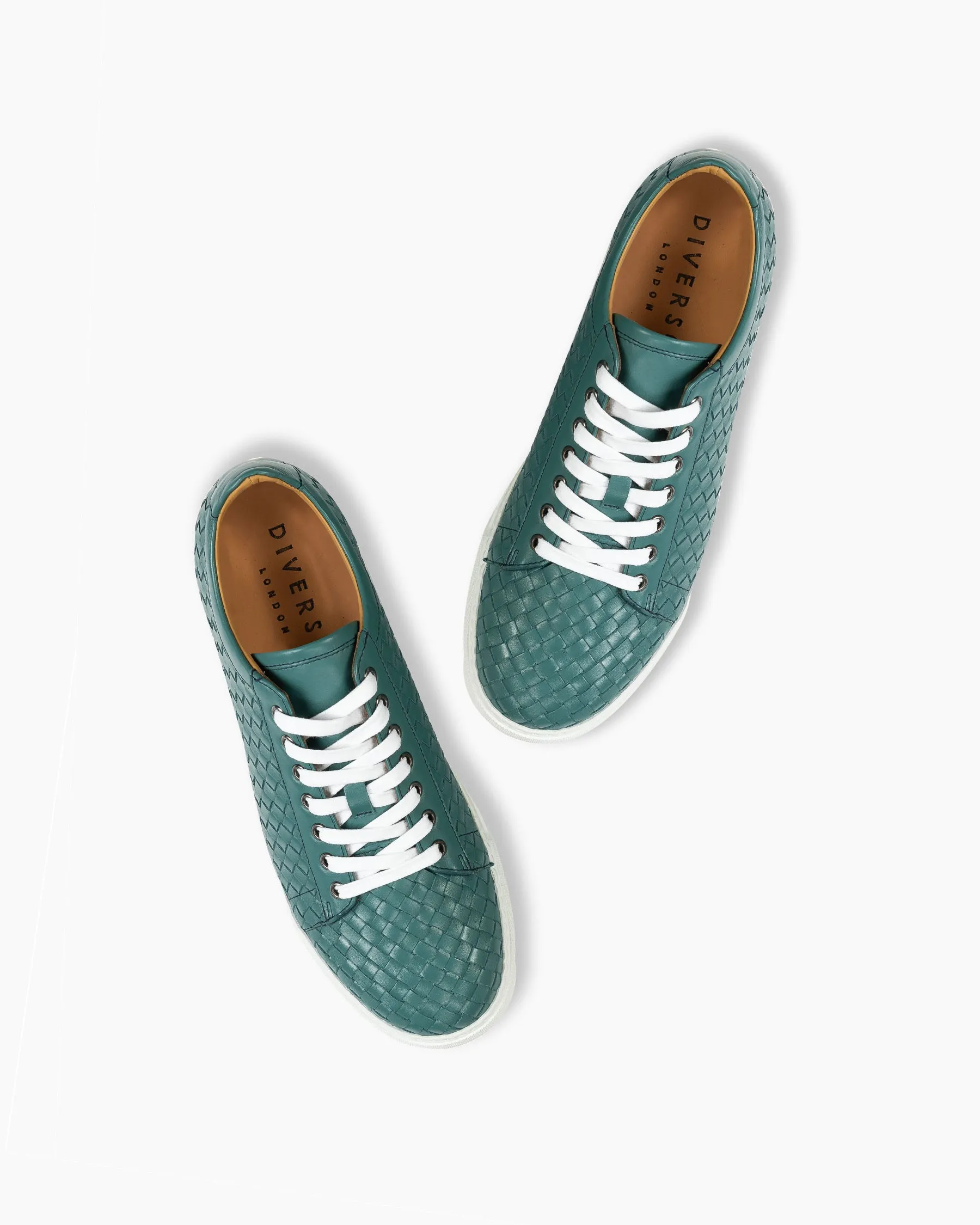 Teal Hand Woven Sneakers