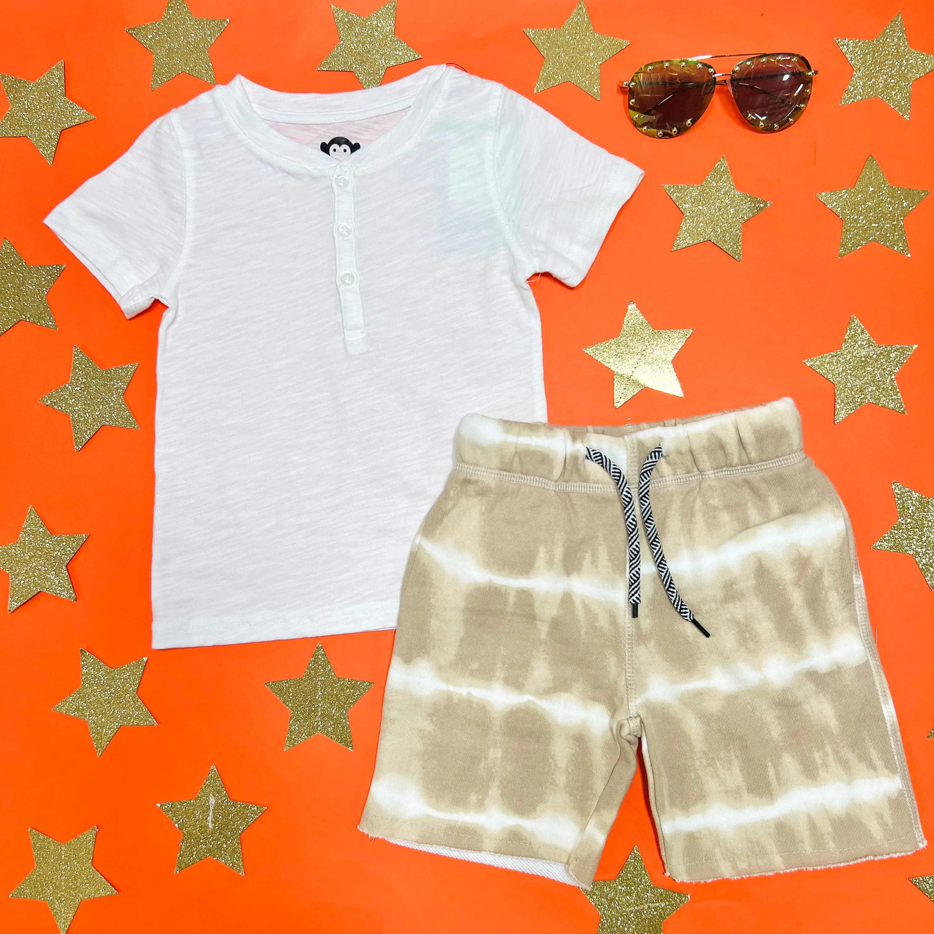 TIE DYE STRIPE CAMP SHORTS