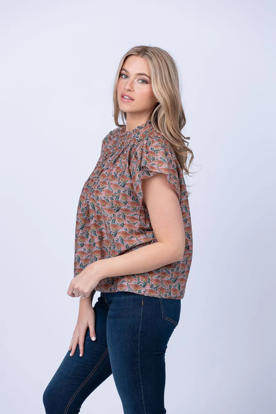 Trovata Carla Blouse In Fan Flower