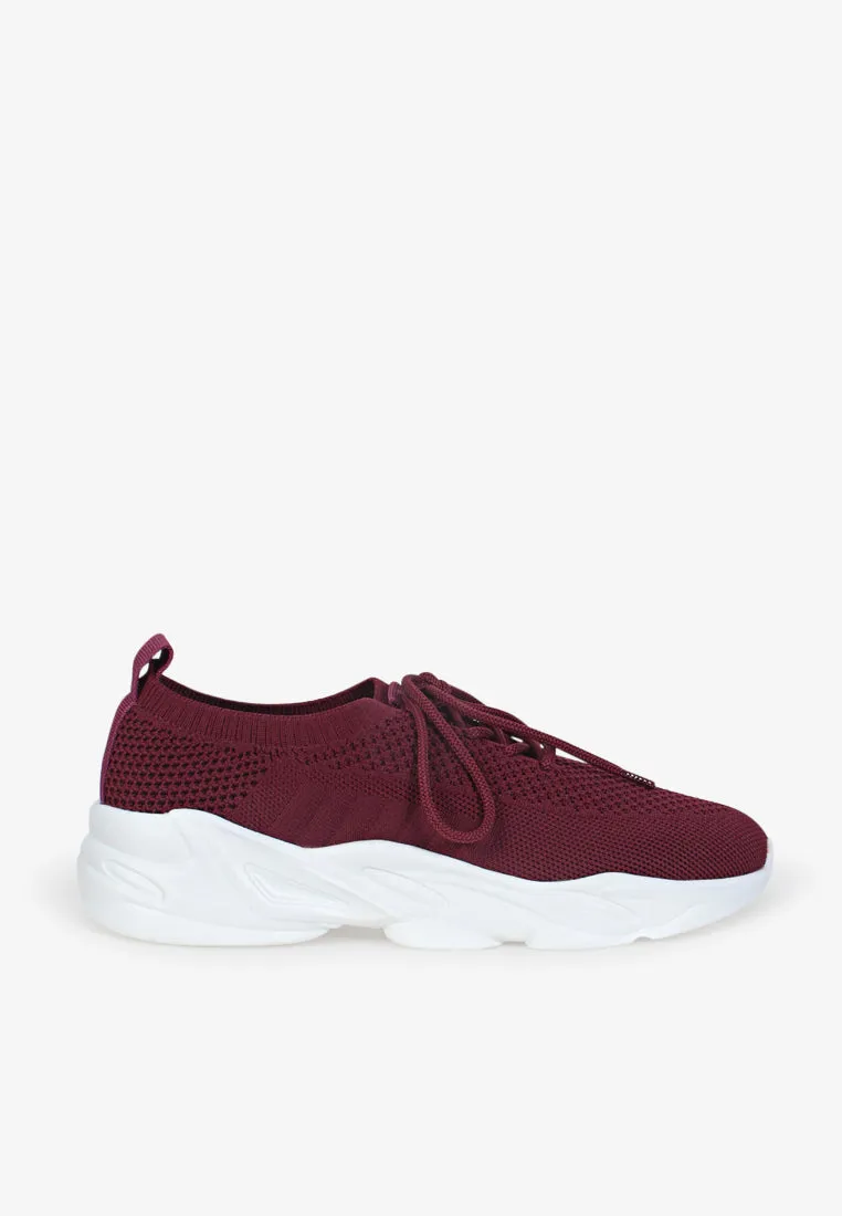 Turbo Mesh Chunky Streetwear Shoes - Maroon